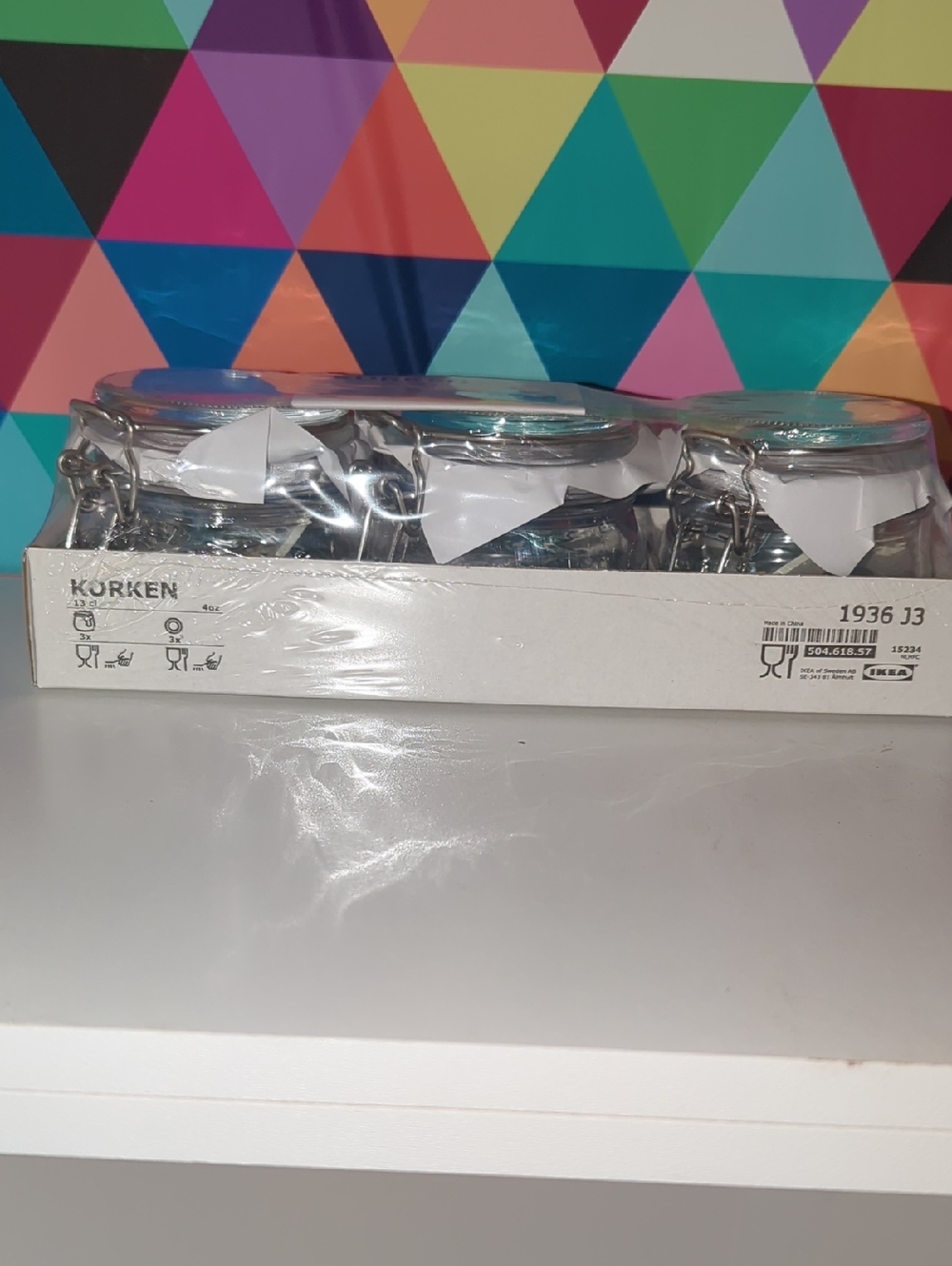 IKEA KORKEN Clear Glass Jars with Silver Clamp Lids